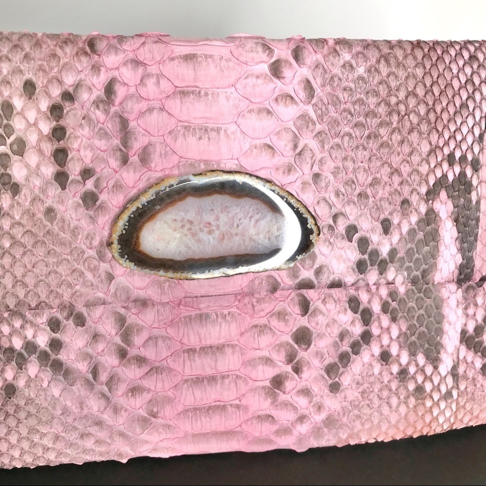 Pink Python Geode Gemstone Snake Print Foldover C… - image 2